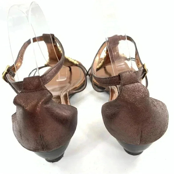 Jessica Simpson sandals 9.5 39.5 gloria bronze suede t-strap Bohemian wedge - Picture 5 of 15